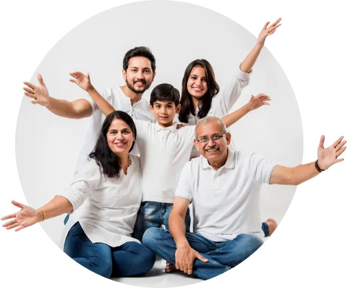 	Happy family enjoying health benefits